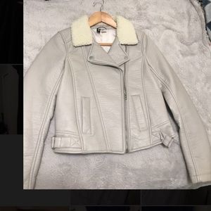 H&M Leather Jacket w/Shearling Collar (never worn)